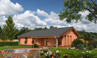 House for a narrow plot with a covered terrace. 